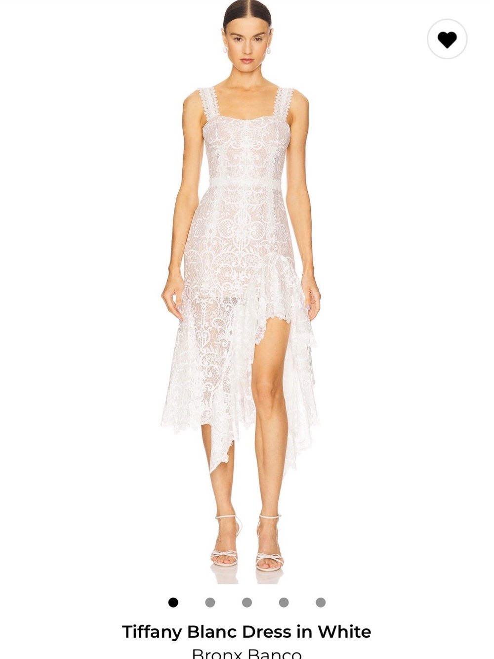 Bronx and Banco White Lace Asymmetrical Midi Dress